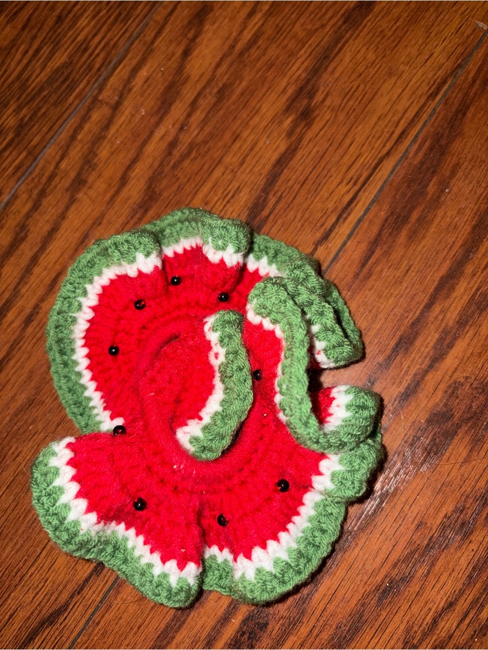 Handmade Watermelon Crochet Hair Scrunchie - Red & Green